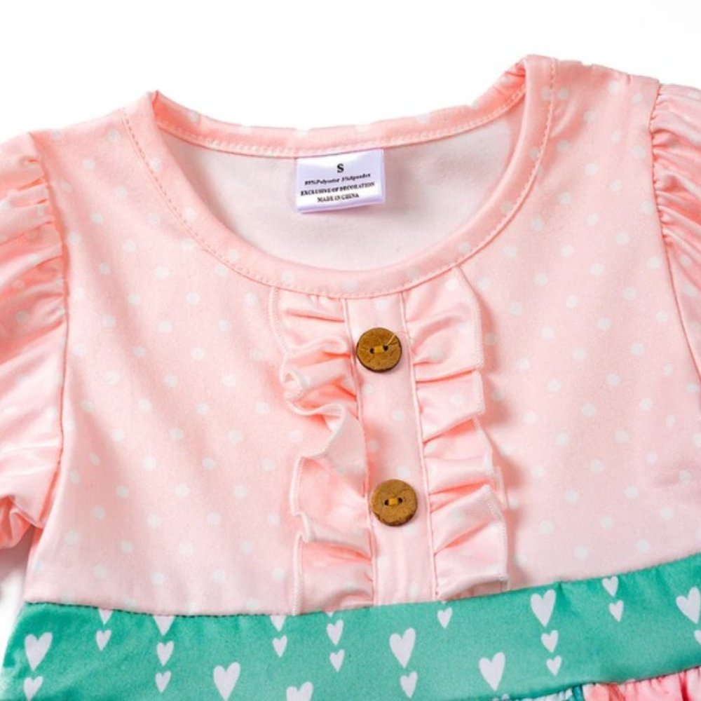 Boutique Floral Tunic Dress & Ruffle Leggings Girls Outfit Set - Picture 2 of 6
